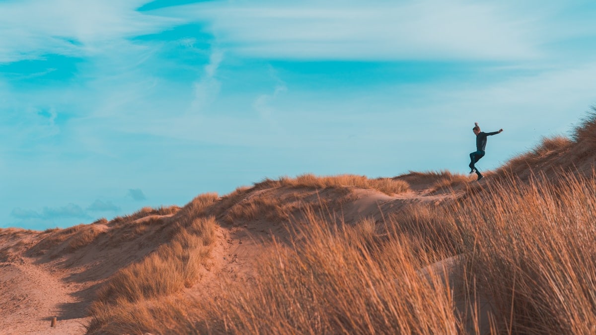 person on brown terrain